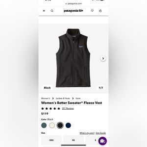 Womens Patagonia better sweater fleece vest. Black.